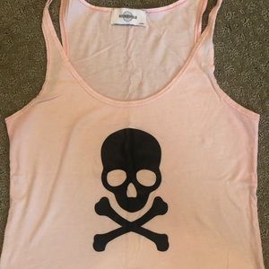 SOUL CYCLE pink skull logo tank top